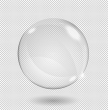 Big White Transparent Glass Sphere With Glares And Highlights. Transparency Only In Vector Format.