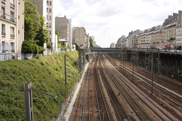 Canvas Print - Voie ferrée du quartier Batignolles à Paris