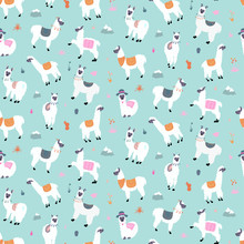 Vector Seamless Pattern With  Llama