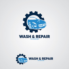 Wall Mural - Car Wash & Repair Logo Design Template