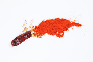 Red hot chili pepper paprika flake spice raw dry powered