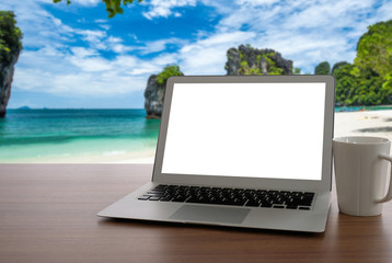 Wall Mural - laptop with a blank screen