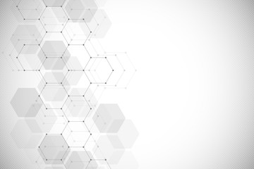 Wall Mural - abstract geometric background. hexagons design for medical, science and digital technology. molecula