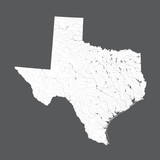 Fototapeta  - U.S. states - map of Texas. Rivers and lakes are shown. Please look at my other images of cartographic series - they are all very detailed and carefully drawn by hand WITH RIVERS AND LAKES.