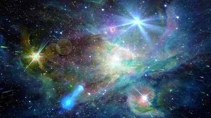 Wall Mural - Space 2396: Traveling through a galaxy and star fields in space (Loop).