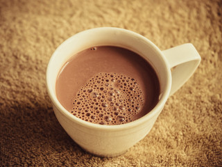 Drink cocoa with bubbles