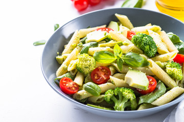 Vegan pasta penne with vegetables. 