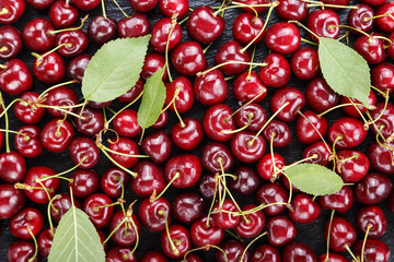 red sweet cherry as background