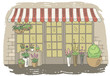 Flower shop store graphic color sketch exterior illustration vector