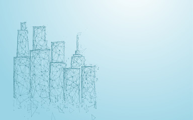 Aufkleber - Building and City form lines,  triangles and particle style design. Illustration vector