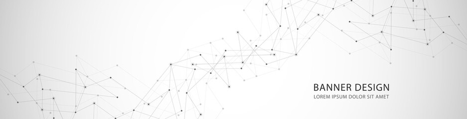 Vector banner design, network connection with lines and dots