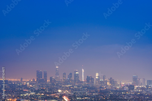 Plakat Zachód słońca w Los Angeles Cityscape