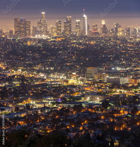 Plakat Los Angeles Downtown zachód słońca