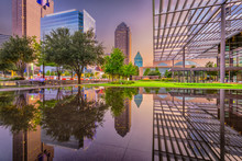 Dallas, Texas Cityscape And Plaza