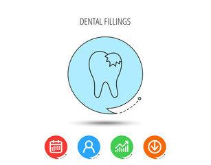 Wall Mural - Dental fillings icon. Tooth restoration sign.