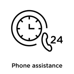 Wall Mural - Phone assistance icon vector sign and symbol isolated on white background, Phone assistance logo concept