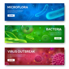 microbiology 3d background. viruses, infection and bacteria for banners. virus bacterium science iso