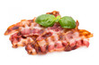 © gitusik - Cooked bacon rashers isolated on white.