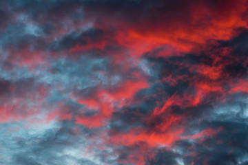 majestic red and orange clouds in sky during sunset