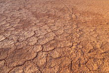 Cracked Dry Red Soil In Eastern Kazakhstan