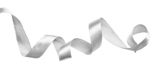 Sticker - Curled silver silk ribbon