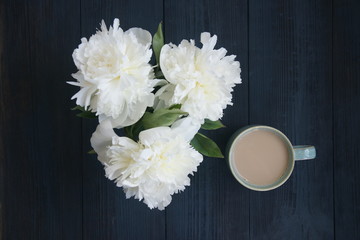 Poster - Bouquet of white peonies