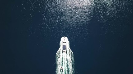 Wall Mural - aerial view on the sea and boat. beautiful natural seascape at the summer time