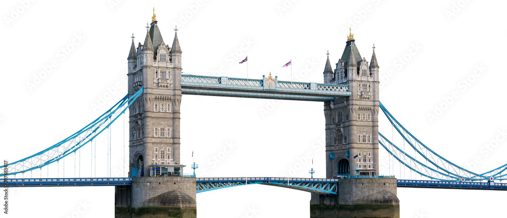Tower Bridge in London isolated on white background - obrazy, fototapety, plakaty 