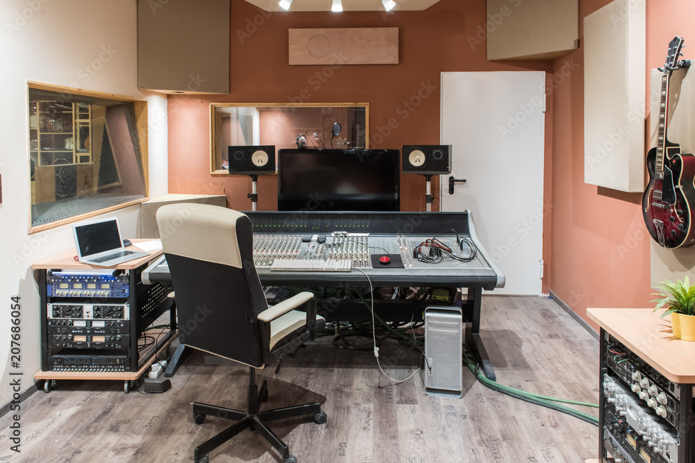 Control room in recording studio Stock Photo | Adobe Stock