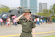 © zilvergolf - Little Asian child girl in pilot soldier suit costume. Dream job concept.