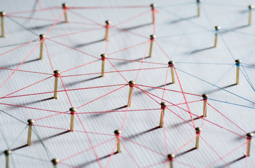 linking entities. network, networking, social media, internet communication abstract. web of wires o