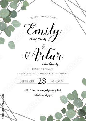 Wedding floral watercolor style invite, invitation, save the date card design...