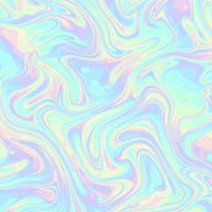 Poster - Abstract vector pattern. Curved wavy psychedelic random lines. Holographic colors.