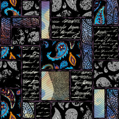 Leinwandbilder - Seamless background. Geometric abstract pattern of rectangles in scrapbook style.