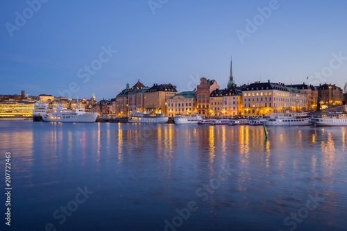 Fotografia Stockholm cityscape skyline at night in Stockholm, Sweden