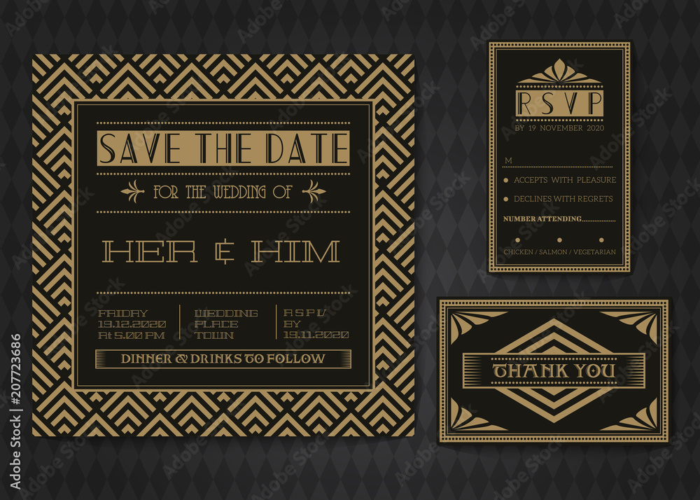 Wedding invitation card vector template set. Stock Vector | Adobe Stock