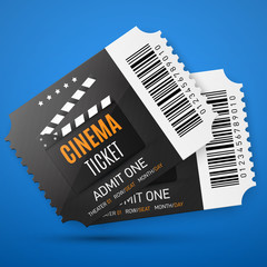 Poster - Movie cinema premiere poster or flyer design. Vector cinema tickets background.