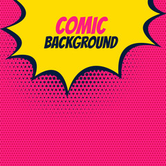 Poster - pop comic pink background with yellow burst bubble