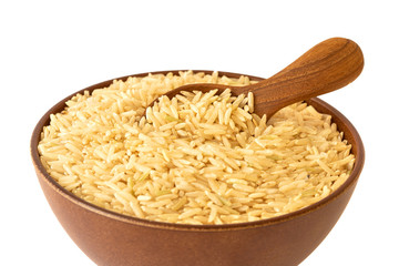 Wall Mural - a brown rice on white background , healthy food