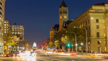 Wall Mural - Pennsylvania Avenue and Capitol at night, Washington DC, USA