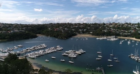 Sticker - 300 degrees rotation over the Spit and Spit bridge on Sydney North shore wealthy suburbs on Middle harbour with yacht clubs and boat marina.
