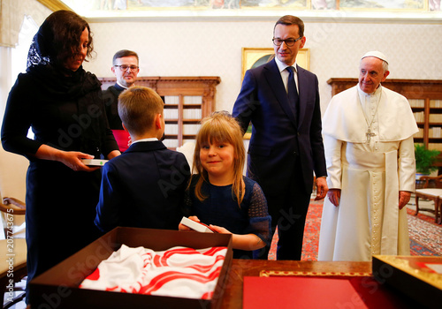 Pope Francis Meets Polish Prime Minister Mateusz Morawiecki And His Family During A Private Audience At The Vatican Stock Photo Adobe Stock