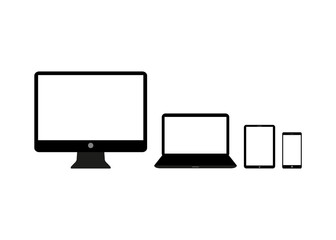 Wall Mural - set of realistic computer, laptop, tablet and mobile phone. modern flat screen computer monitor