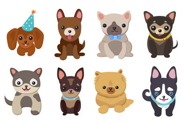 Sticker - Dogs and Puppies Set Poster Vector Illustration