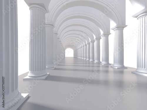  Plakaty kolumny   wnetrze-dlugiego-korytarza-renderowanie-3d-ilustracja