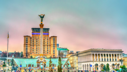 Sticker - Maidan Nezalezhnosti or Independence Square, the central square of Kiev, Ukraine