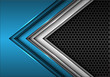 Abstract blue silver arrow on dark gray circle mesh design modern futuristic background vector illustration.