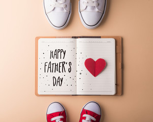 Wall Mural - Fathers day greeting card concept. Flat lay.