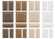 Set textures wooden furniture facades with a transparent blending effect. Diffuse light. Vector graphics. Texture for furniture and interior facades