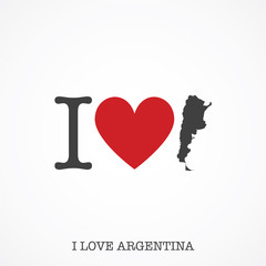 Wall Mural - I love Argentina. Heart shape national country map icon